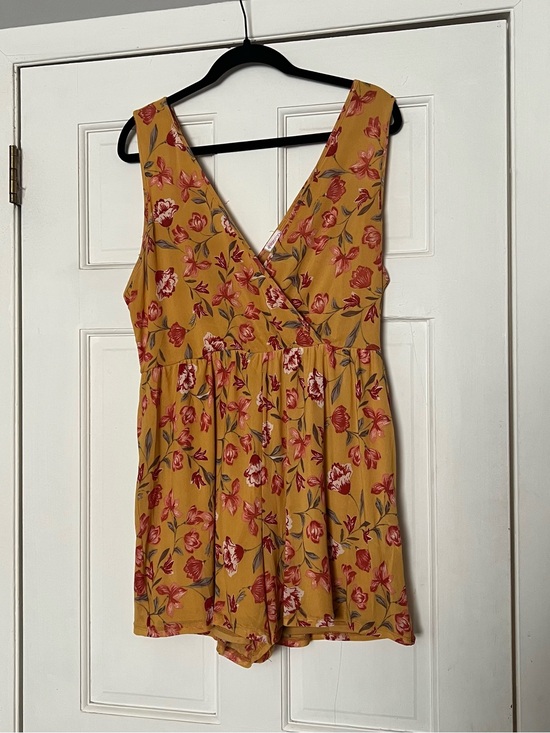 Pants - Floral Mustard V-Neck Women’s Top Romper